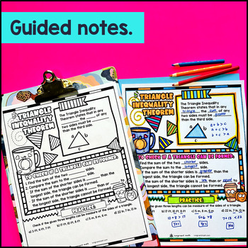 Triangle Inequality Theorem Guided Notes with Doodles 7.G.A.2 Sketch Notes — preview page 2 of 4