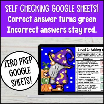 [Fall] Adding and Subtracting Decimals to the Hundredths Place Digital Pixel Art — preview page 3 of 4