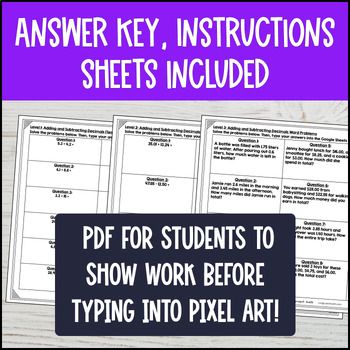 [Fall] Adding and Subtracting Decimals to the Hundredths Place Digital Pixel Art — preview page 4 of 4
