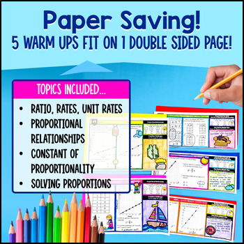 Ratios, Rates, Proportional Relationships 7th Grade Warm Ups Bell Ringers CCSS — preview page 4 of 4