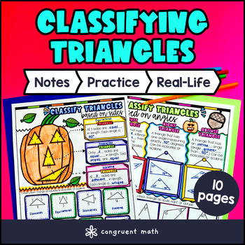 Thumbnail for Classifying Triangles Sides & Angles Guided Notes w Doodles | 4th 5th Geometry