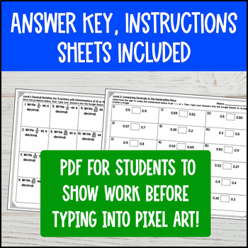 Decimal Notation for Fractions Denominators 10 & 100 Compare Decimals Pixel Art — preview page 4 of 4