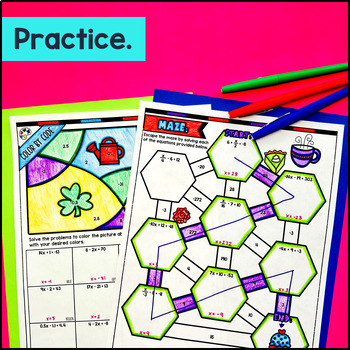 Two Step Equations with Rational Numbers Guided Notes with Doodles Sketch Notes — preview page 3 of 4
