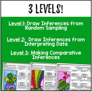 Random Sampling Population Inferences Doodle Color by Number St. Patrick's Day — preview page 3 of 4