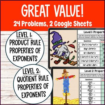 [Thanksgiving] Product Rule Quotient Rule Pixel Art Properties Laws of Exponents — preview page 2 of 4