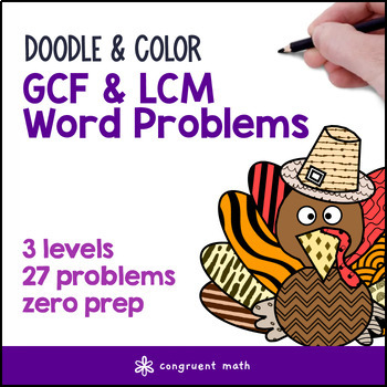 GCF & LCM Word Problems Doodle & Color, Twist on Color by Number Worksheets