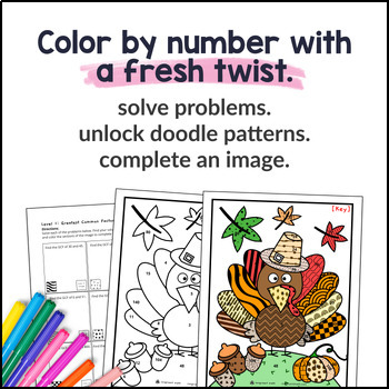 GCF & LCM Word Problems Doodle & Color, Twist on Color by Number Worksheets — preview page 2 of 4