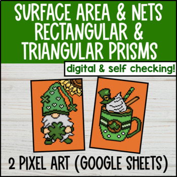 Surface Area of Rectangular and Triangular Prisms Digital Pixel Art