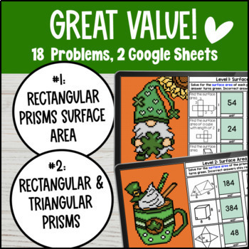 Surface Area of Rectangular and Triangular Prisms Digital Pixel Art — preview page 2 of 4