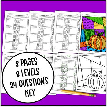Thanksgiving Converting Fractions Decimals Percents Doodle Math Color by Number — preview page 4 of 4