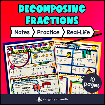 Decomposing Fractions Numerators Denominators Guided Notes w Doodles 4.NF.B.3b