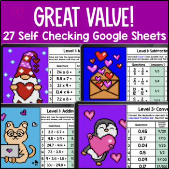 Fractions, Decimals, Percents Digital Pixel Art BUNDLE — preview page 2 of 4