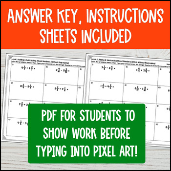 Adding and Subtracting Mixed Numbers with Like Denominators Halloween Pixel Art — preview page 4 of 4