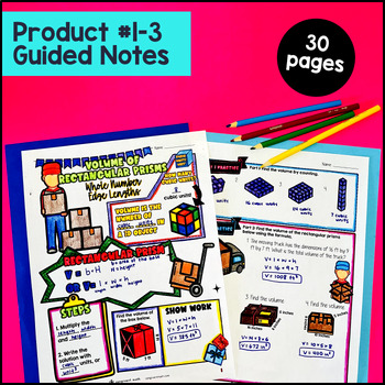 Volume of Rectangular Prisms & Composite Solids Guided Notes & Pixel Art Bundle — preview page 2 of 4