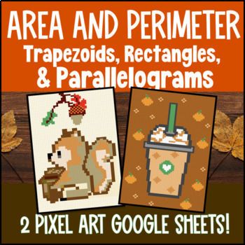 Thanksgiving Area & Perimeter of Composite Figures Digital Pixel Art Trapezoids