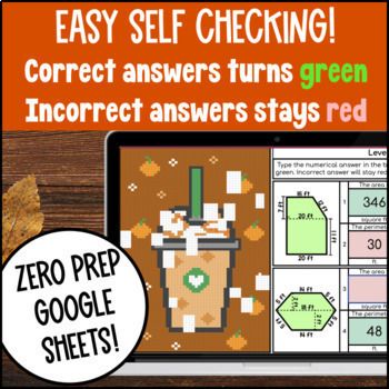 Thanksgiving Area & Perimeter of Composite Figures Digital Pixel Art Trapezoids — preview page 3 of 4