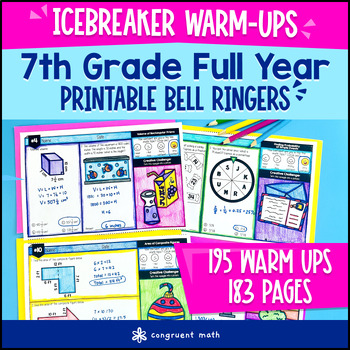 7th Grade Math Warm Ups Full-Year Bell Ringers Back to School BUNDLE CCSS TEKS