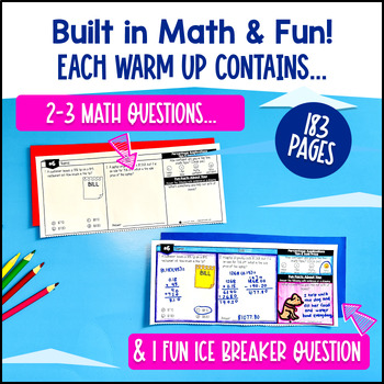 7th Grade Math Warm Ups Full-Year Bell Ringers Back to School BUNDLE CCSS TEKS — preview page 3 of 4