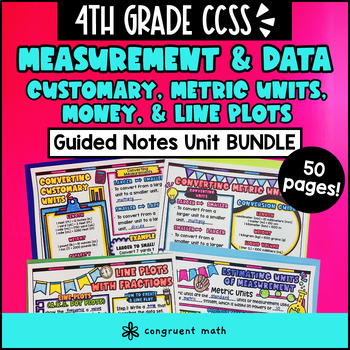 Thumbnail for Customary Metric Unit Conversions Line Plots w Fractions Guided Notes 4th Grade