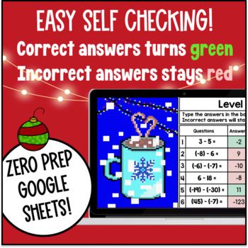 [Christmas] Integer Operations Digital Pixel Art Add Subtract Multiply Divide — preview page 3 of 4