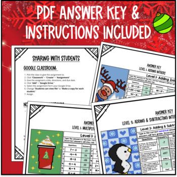[Christmas] Integer Operations Digital Pixel Art Add Subtract Multiply Divide — preview page 4 of 4