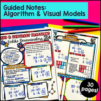 Fractions Adding Subtracting Multiplying Dividing Guided Notes with Doodles — preview page 2 of 4