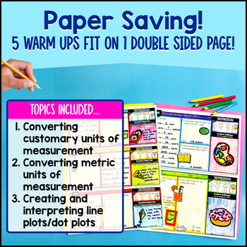 Converting Units of Measurements 5th Grade Math Warm Ups CCSS TEKS Bell Ringers — preview page 4 of 4