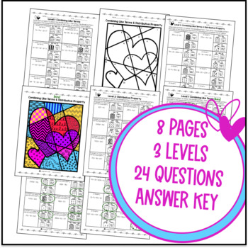 Simplifying Expressions Combining Like Terms Doodle & Color by Number Worksheets — preview page 4 of 4