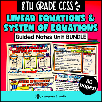 Linear Equations & System of Equations Guided Notes Unit Bundle
