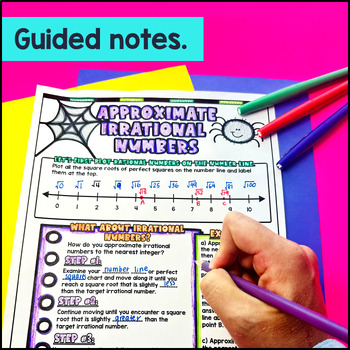 Approximate Square Roots Irrational Numbers Guided Notes & Doodle — preview page 2 of 4
