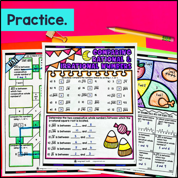 Approximate Square Roots Irrational Numbers Guided Notes & Doodle — preview page 3 of 4