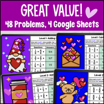 Adding and Subtracting Fractions w/ Like & Unlike Denominator Digital Pixel Art — preview page 2 of 4
