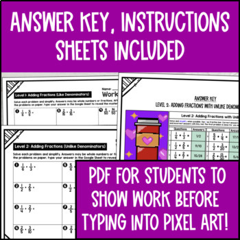 Adding and Subtracting Fractions w/ Like & Unlike Denominator Digital Pixel Art — preview page 4 of 4