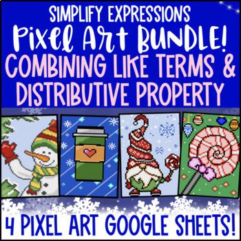Thumbnail for [Christmas Winter] Combining Like Terms Distributive Property Digital Pixel Art