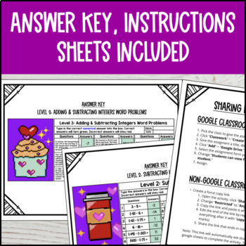 Adding and Subtracting Integers Digital Pixel Art Word Problems Google Sheets — preview page 4 of 4