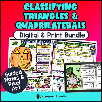 Thumbnail for Classifying Quadrilaterals and Triangles Guided Notes & Pixel Art 4th 5th Grade