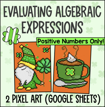 Evaluating Algebraic Expressions Substitution Digital Pixel Art