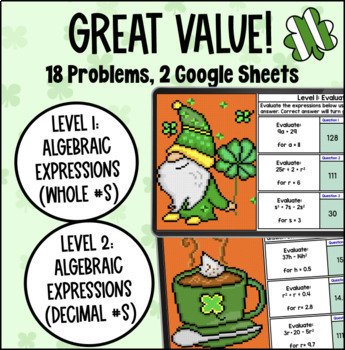 Evaluating Algebraic Expressions Substitution Digital Pixel Art — preview page 2 of 4