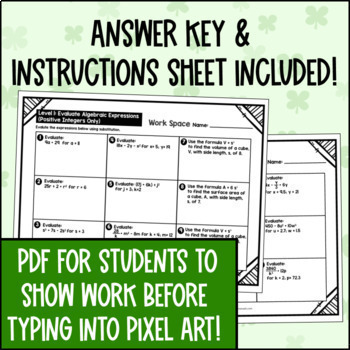 Evaluating Algebraic Expressions Substitution Digital Pixel Art — preview page 4 of 4