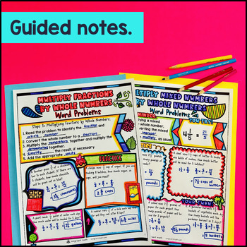 Word Problems Multiplication of a Fraction by Whole Numbers Guided Notes Doodles — preview page 2 of 4