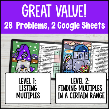 Finding Multiples of Whole Numbers Digital Pixel Art 4th Grade CCSS 4.OA.B.4 — preview page 2 of 4