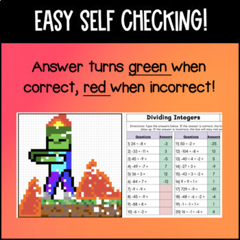Multiply & Divide Integers Pixel Art — preview page 3 of 4