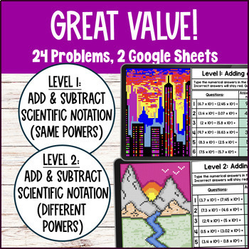 Adding & Subtracting Scientific Notation Pixel Art — preview page 2 of 4