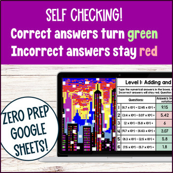 Adding & Subtracting Scientific Notation Pixel Art — preview page 3 of 4