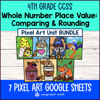 Thumbnail for Whole Number Place Value Comparing Rounding Pixel Art Unit BUNDLE | 4th Grade