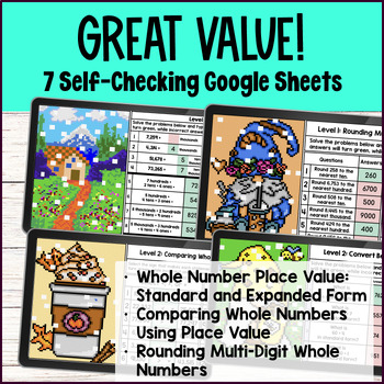 Whole Number Place Value Comparing Rounding Pixel Art Unit BUNDLE — preview page 2 of 4
