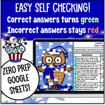 [Winter Math] Subtracting Fractions Word Problems Digital Pixel Art Denominators — preview page 3 of 4
