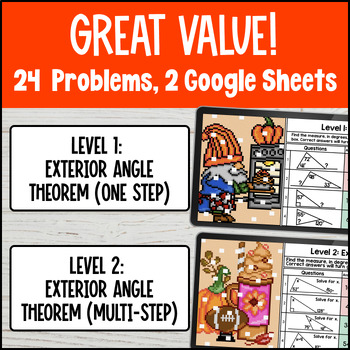 [Fall] Exterior Angle Theorem Triangle Digital Pixel Art Halloween Math 8.G.A.5 — preview page 2 of 4