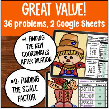 [Halloween] Dilations, Scale Factor, Transformations Digital Digital Pixel Art — preview page 2 of 4