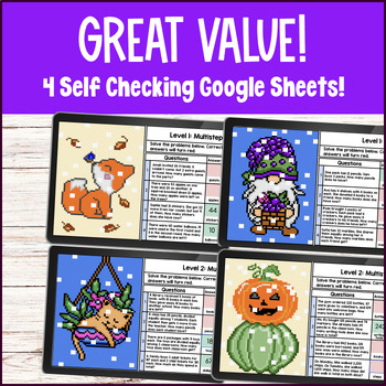 Multi step Word Problems Digital Pixel Art 4th Grade 5th Grade All Operations — preview page 2 of 4